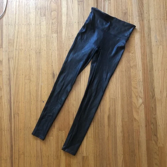 SPANX faux leather tights blk S 4 4/6 ankle - Picture 2 of 2